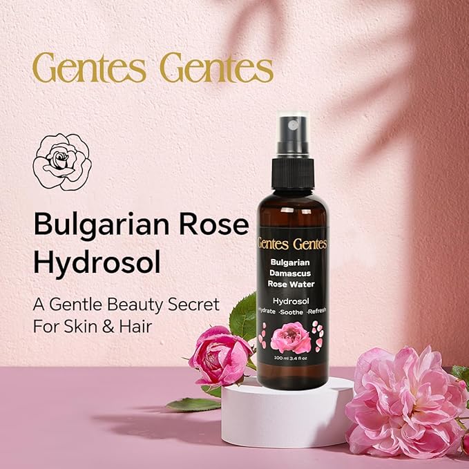 100% Pure Bulgarian Damascus Rose Water Hydrosol – Luxury Facial Toner for Hydration & Radiant Skin, Body Mist & Pillow Spray | Natural Skincare | 3.4 fl oz