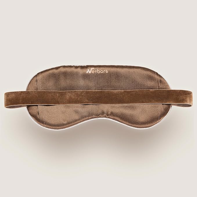 22mm Mulberry Silk Beauty Sleep Mask with Velvet Band & Travel Pouch, Light Blocking, Hair & Skin Friendly, Brown African Totem Print, Gift Packaging