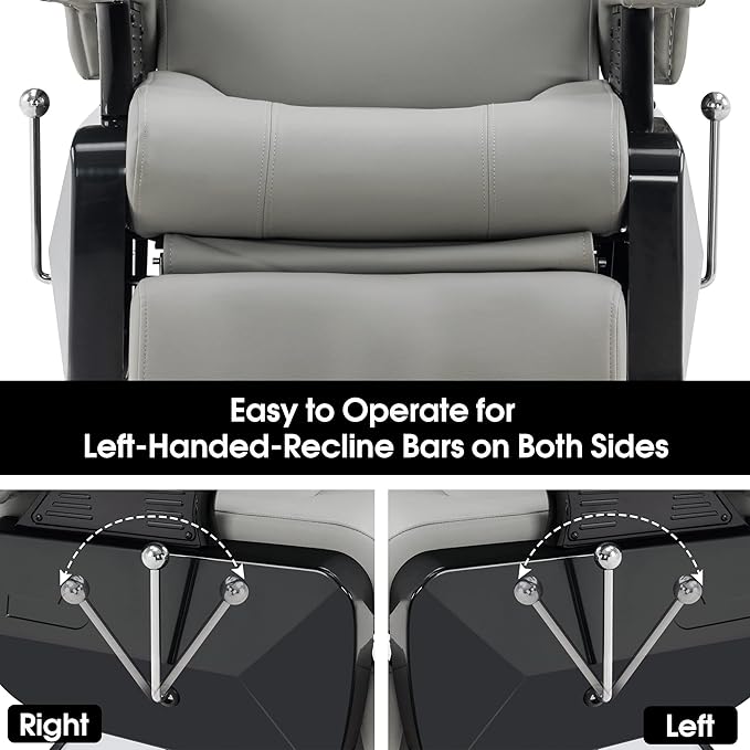 BarberPub Hydraulic Recline Barber Chair All Purpose Salon Beauty Spa Styling Equipment 9208 (Grey)