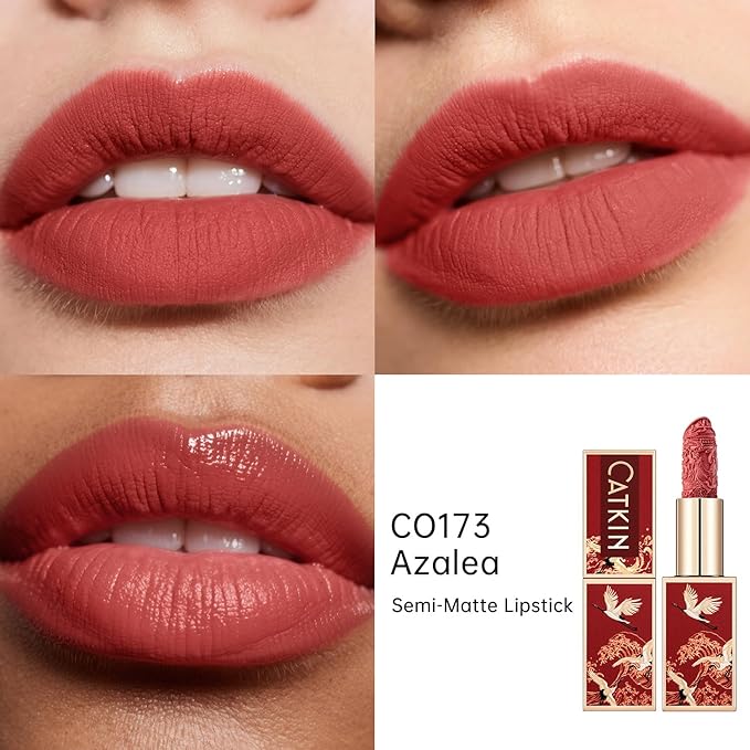 Catkin Semi-Matte Lipstick Hydrating High Impact Color Infused with Vitamin E and Avocado Oil Smooth Soft Texture Long Lasting Matte Finish 173