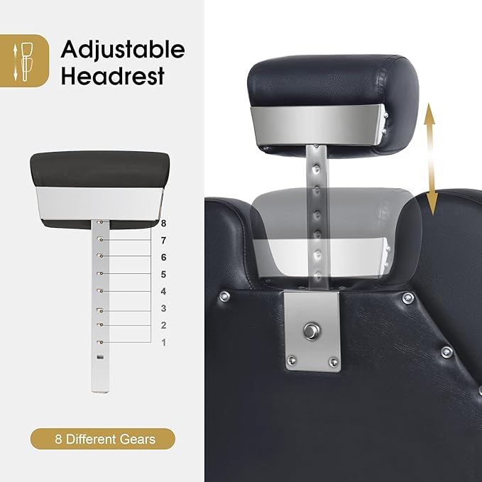 BarberPub Heavy Duty Reclining Barber Chair, All Purpose Hydraulic Salon Chairs for Hair Stylist, Barbershop Salon Tattoo 2688 (Black)