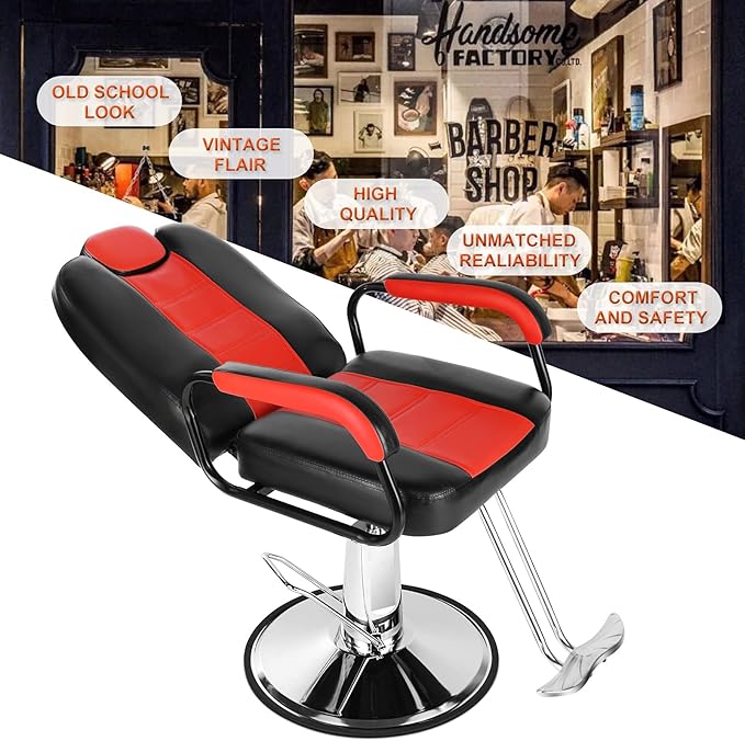 Artist hand Salon Chair for Hair Stylist Reclining Barber Chair Heavy Duty Hydraulic Hairdresser Chair Spa Furniture Shampoo Extra Wider Seat Beauty Hair Salon Equipment
