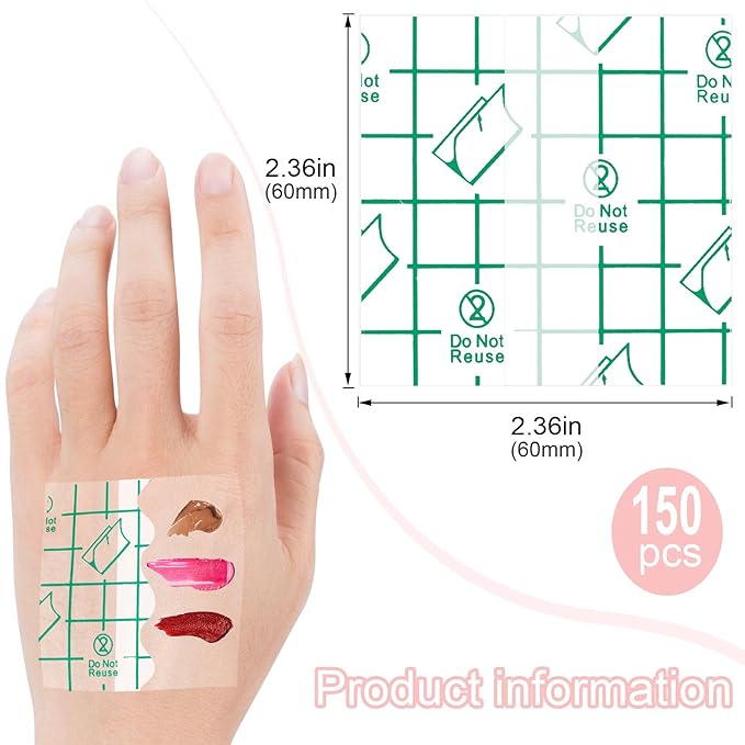 ANCIRS 150pcs Disposable Makeup Hand Palettes, 2.4x2.4inch Adhesive