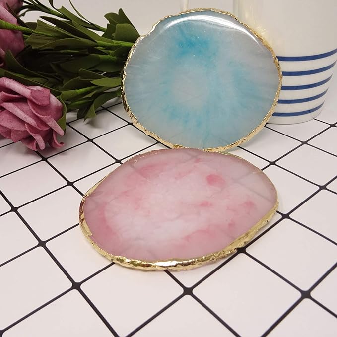 Honbay 2PCS Golden Edge Resin Nail Art Palettes