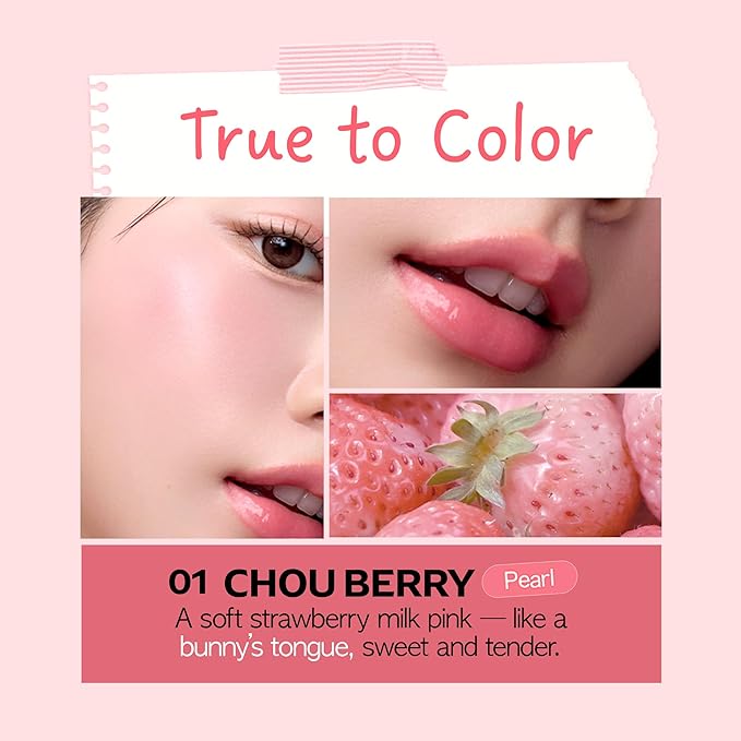 FRUDIA Korean Makeup Lip + Cheek Glow Jam |Long lasting, Moisturizing & Plumping | Non - Sticky & Glossy Color for Eyes, Lips & Cheeks |Chou Berry – Ballerina pink - 4.5 gm