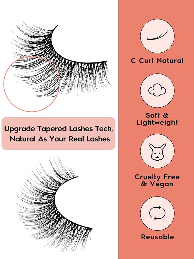 False Eyelashes Cat Eye Lashes Wispy 15mm Strip Eyelashes Thin Band Natural Lashes Fluffy Eyelashes Siligli Lashes Pack Fake Lashes 3D Volume Curly Eyelash 10 Pair