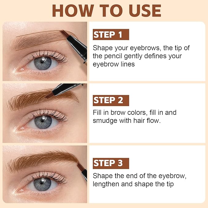 Boobeen Liquid Microblading Eyebrow Pencils, Waterproof Eyebrow Pen for Natural Brow, Long-Lasting Precision Brow-Fection Pen for All-Day, for Women Girls Makeup