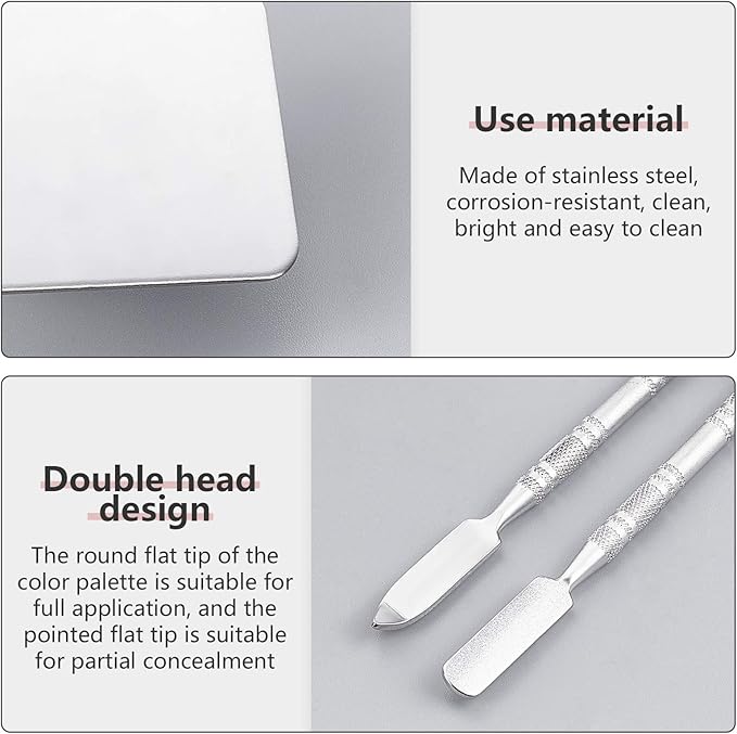 OLYCRAFT 6PCS Stainless Steel Makeup Palette Mini Ring Palette with Spatula Tool Makeup Palette Tools for Nail DIY Art Design Paint Color- 1.7 x 1.3 Inch