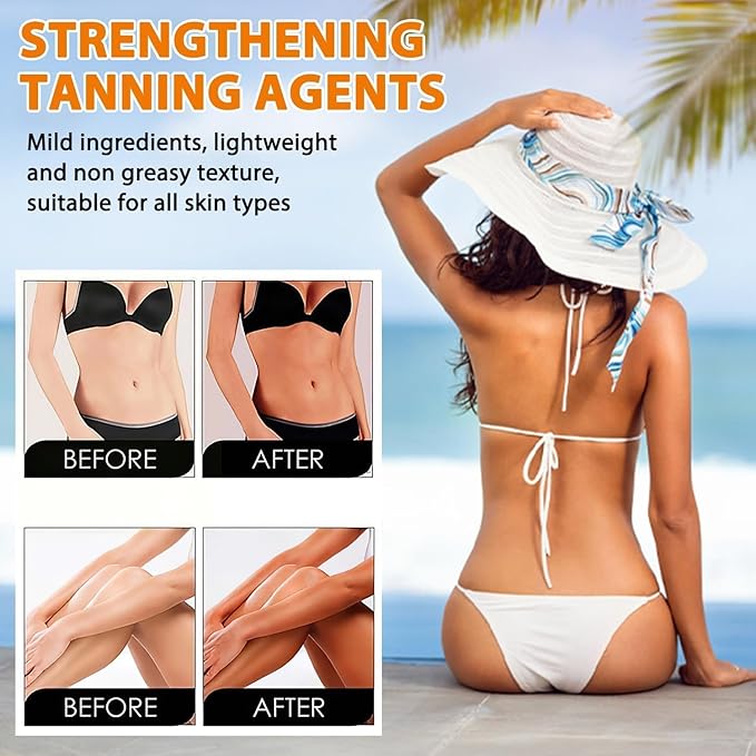 Luxury Intensive Tanning Gel,Natural Tanning Accelerator Cream,Beauty Brown Tanning Gel, Dark Tanning Gel Celyn Tanning Cream For Sunbeds &Outdoor Sun,Sunbathing Lotion Cream(2pcs)