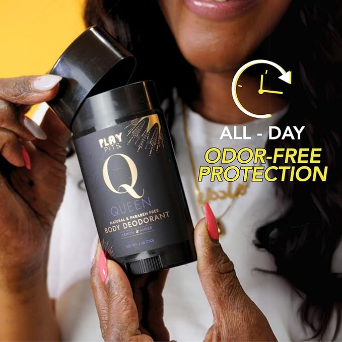 PLAY PITS - 2 Pack - Natural Deodorant - Safe for Men & Women w/Sensitive Skin - Clean, Non-Toxic, & Paraben Free – QUEEN Scent - Infused w/Essential Oils – 2.65 Oz.