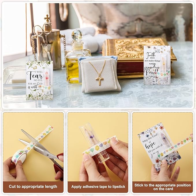 12 Sets Christian Lip Balms with Inspirational Bible Verse Card Bulk Gifts for Women Flower Sign Taste Lip Balm with Tag for Employee Coworker Teacher Family Church Wedding Favor