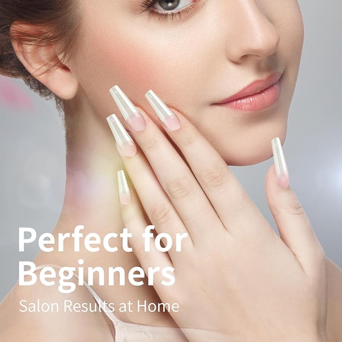 krofaue Natural Acrylic Nail Tips - 600PCS Half Cover Coffin False Nails 12 Size with Box for Salon and Home DIY