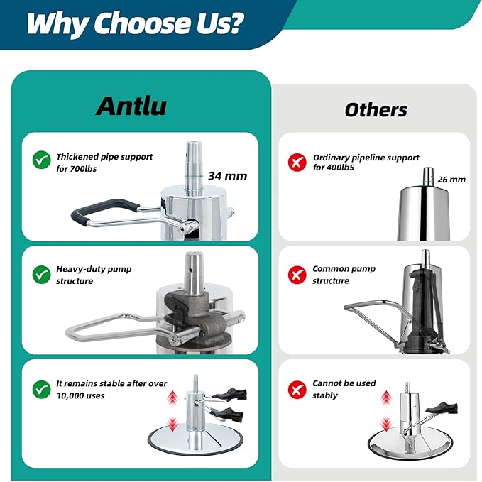 Antlu Barber Chair Hair Stylist, Vintage Salon Heavy Duty 700lbs Chair Hair Styling Chairs for Barbershop Beauty Tattoo Massage (Golden-Camel)