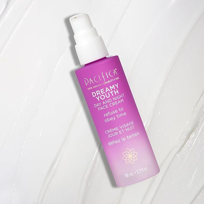 Pacifica Face Moisturizer Lotion - Dreamy Youth Day & Night Face Cream, Daily Skincare, Grapeseed Oil, Peptides, Hydrating, Facial Lotion, Skincare, For Dry Skin, Vegan, 1.7 fl oz (1 Count)