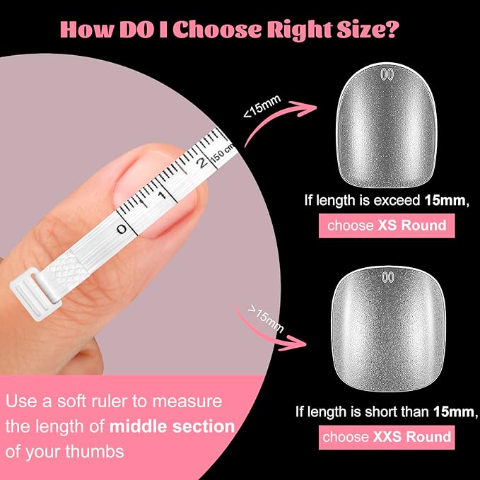 Extra Short Round Nail Tips,SINOKAME Gel Nail Tips with Tip Primer Cover,Clear Gel Press On Nails Full Matte Paintable,15 Sizes 600Pcs Short Fake Nails Glue on Nails for DIY Salon