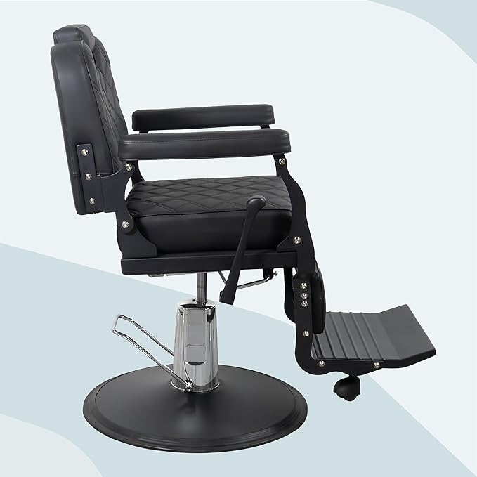 Barber Chair Hair Salon Chair,Heavy Duty 700 LBS, for Hair Stylist Barber Beauty Tattoo Massage(Black Black)