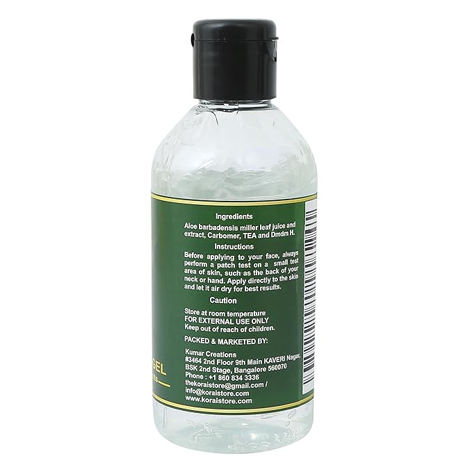 KORAI Aloe Vera Gel from freshly cut 100% Pure Aloe Vera Gel-Natural Ingredients-Vegan, Unscented - For Face, Skin, Hair, Sunburn relief