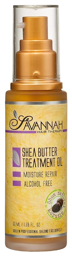 Savannah Hair Therapy Hair Oil with Shea Butter for Frizzy, Dry & Damaged Hair, Hydrating Keratin Treatment Oil, 1.69oz/50ml