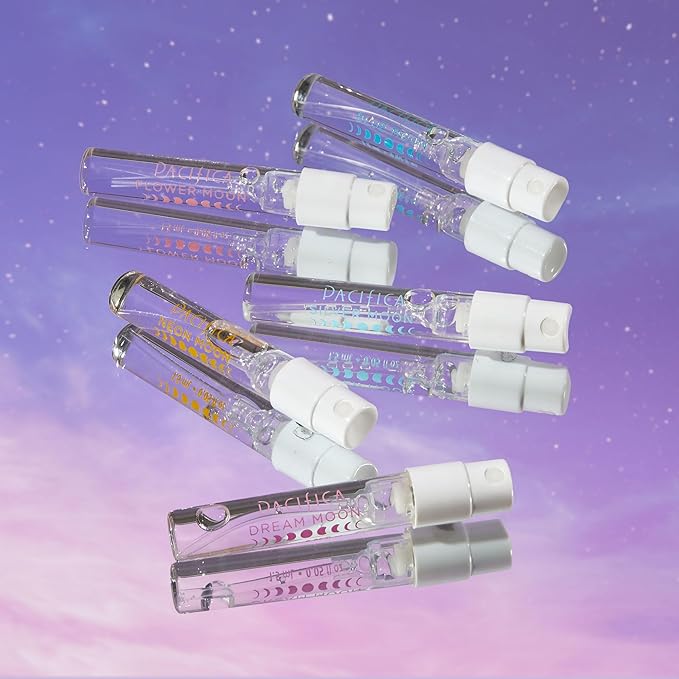 Pacifica Beauty Wanderlust & Moon Moods Perfume Set, Travel Fragrances, Island Vanilla, French Lilac, Clean Vegan Perfume, 0.05 fl oz Each (Set of 10)