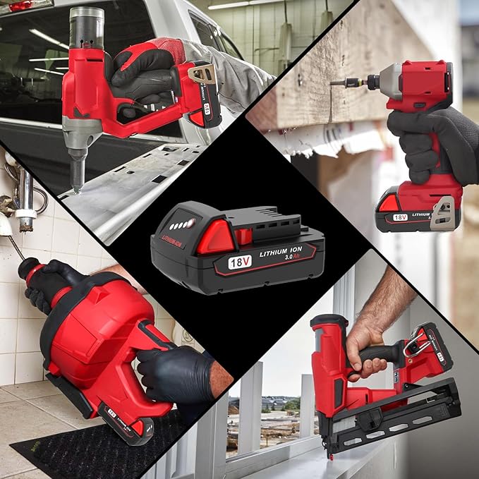 2 Pack 3.0Ah 18V Batteries Replace for Milwaukee M18 Battery Lithium lon 48-11-1815 48-11-1840, Compatible with Milwaukee m18 Battery Charger and 18 Volt Cordless Power Tools