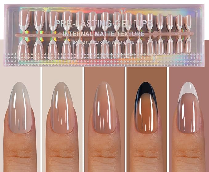 French Tip Press on Nails, 150Pcs Medium Almond Press on Nails, Chrome Nail Tips Glue On Nails, Soft Gel Fake Nails Reusable Stick On Nails for Women 15 Sizes