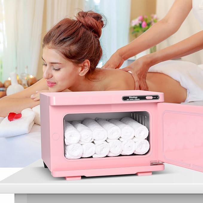 Hot Towel Warmer Cabinet 8L, Facial & Spa Towel Warmer Auto Reheat, Perfect for Estheticians - Pink