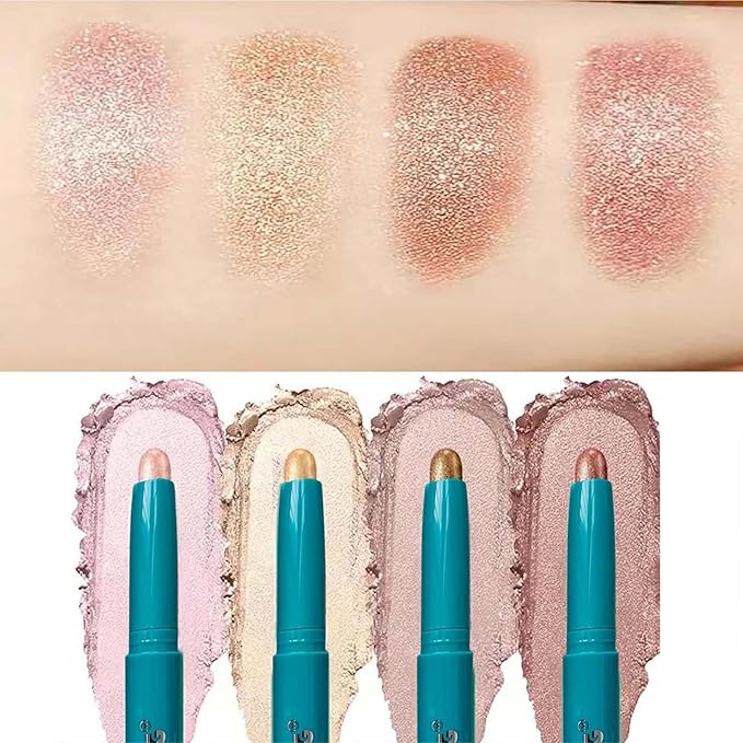 5 color set Eyeshadow Stick Eye Shadow Brightener Stick Eyeliner Pencil Cream Shimmer Glitter Smooth Eyeshadow Pencil Nude Korea Primer Highlighter Natural Waterproof Long Lasting