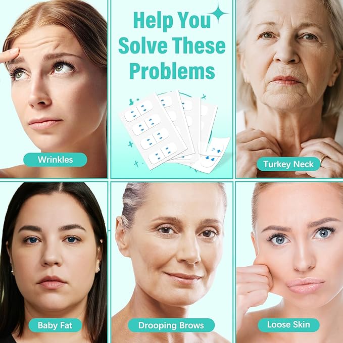 Face Lift Tape Invisible, Facelift Tape for Face, Neck Strips Lift Turkey Neck, Skin Lifting Tapes V Edge Patches for Wrinkle, Jowl, Eye, Double Chin, Loose Sagging Skin (1 Count (Pack of 200))