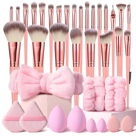 36Pcs Pink Makeup Brushes Set Professional Makeup Kit Multi-functional Makeup Tool Set with Facial Makeup Accessories, Foundation Makeup Brush Kit Eye and Face Make up Brushes & Tools