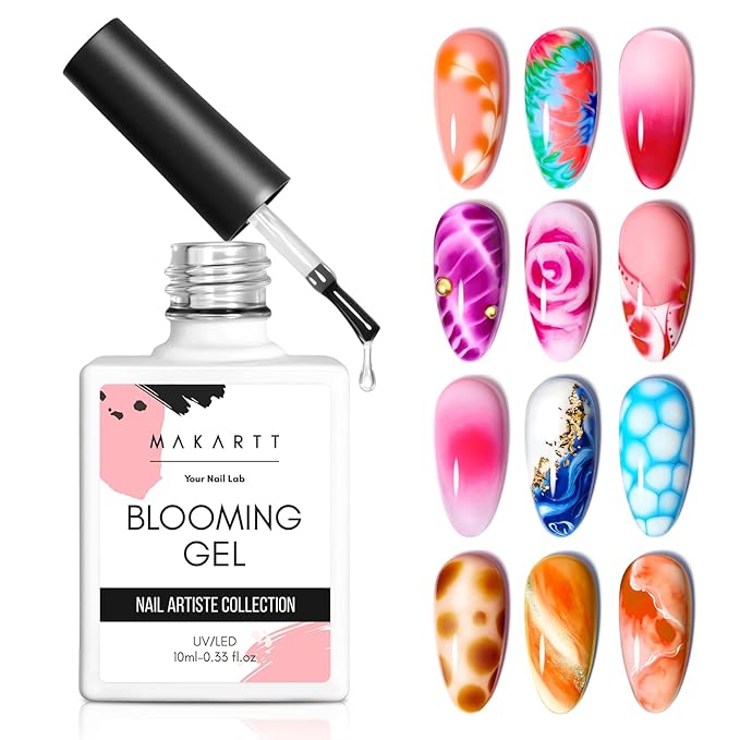 Makartt Blooming Gel: Clear UV LED Nail Art Polish for Spreading Effect Marble Soak Off Nail Polish Gel Painting Nail Designs for DIY Color Floral Watercolor Magic Manicure Gift for Women 10ml