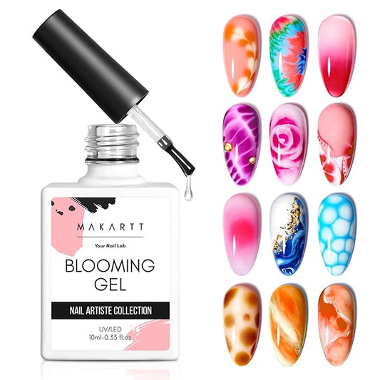 Makartt Blooming Gel: Clear UV LED Nail Art Polish for Spreading Effect Marble Soak Off Nail Polish Gel Painting Nail Designs for DIY Color Floral Watercolor Magic Manicure Gift for Women 10ml