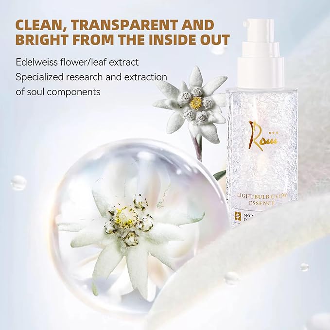 Roiii Light Bulb Glow Essence Serum - Vitamin C + Niacinamide + Hyaluronic Acid - Brightening Face Essence for Glowing Skin - Neck Reduce Dark Spots & Even Skin Tone 3.52 FL.OZ