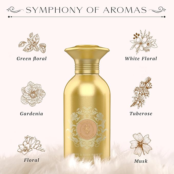 Talc-Free Body Powder for Women for Daily Use and After Bath - Sorella 365 g (Puff not included)