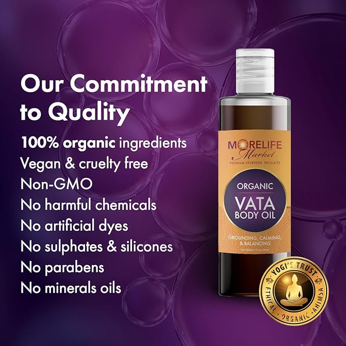 Vata Body Oil | Premium Ayurvedic Massage Oil with Organic Herbs for Grounding & Balance | Soothing Daily Ritual for All Skin Types – 7 oz Bottle