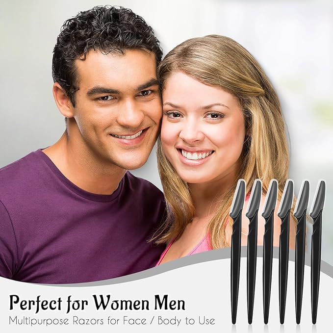 16 Pcs Black Eyebrow Razor, Face Razors Multipurpose, Facial Razors for Women Men, Eyebrow Trimmers Shaver with Protective Cover, Dermaplaning Tools for Face Body Use, Facial Hair Removal Tools