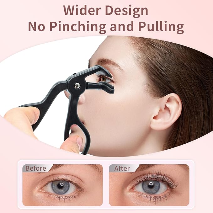 Eyelash Curlers - Plastic Eyelash Curler with Silicone Refill Pads Premium Cute Small Eye Lash Curler for No Pinching or Pulling Lash Curler Makeup Tool for Women Girls Eyelash, Black