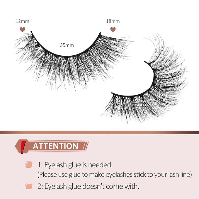 Fake Lashes Natural Wispy Lashes Airy Volume Faux Mink Lashes Fluffy Long False Eye Lashes Sets Pack 18MM Reusable Eyelashes A05