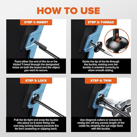 150PCS Upgrade 3D Easy to Fold T Head Nylon Universal Cable Tie Buckle,Grip Auto Zip Tie Buckles, Automotive Zipper Clips Self-Locking UV-Resistant Fasteners for Car Fender Trunk Bumper Repair