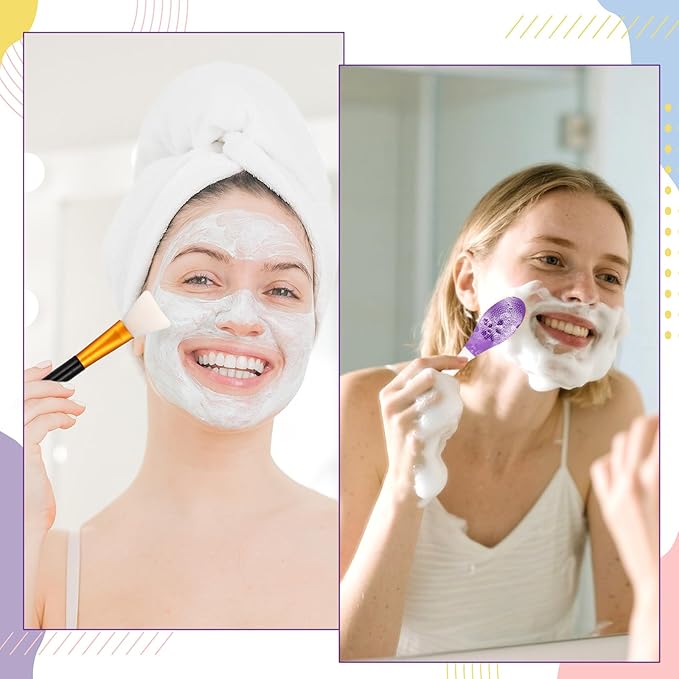 12 PCS Face Mask Applicator Tool and Facial Cleansing Brush Set, Silicone Pore Scrubber Soft Facial Mud Face Mask Brush Face-Wash-Brush Masks Spatula for Applying Exfoliator Clay Cream Skin Care