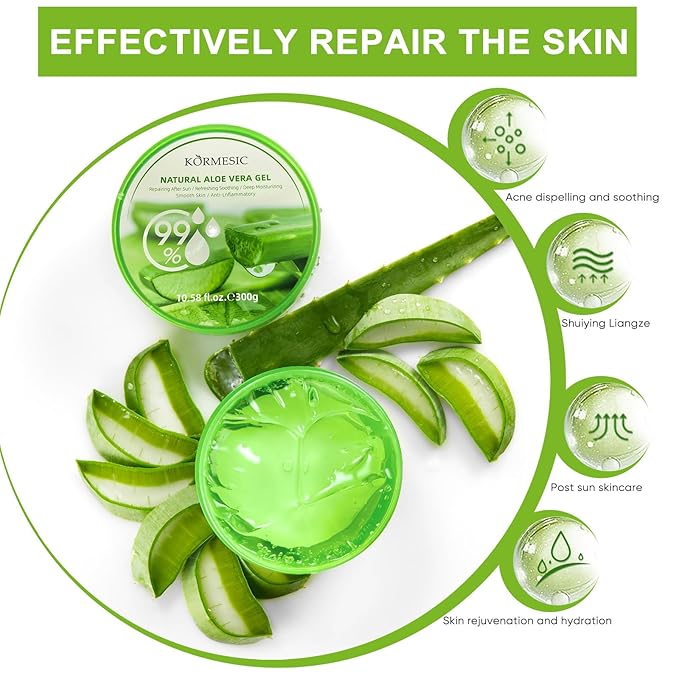 Facial Aloe Vera Gel, 99% Pure Aloe Vera Moisturising Gel for Skin, Scalp and Hair, Soothing Aloe Vera Facial Moisturising Gel, Multi-Purpose Skin Care, Soothe Your Skin (10 oz)