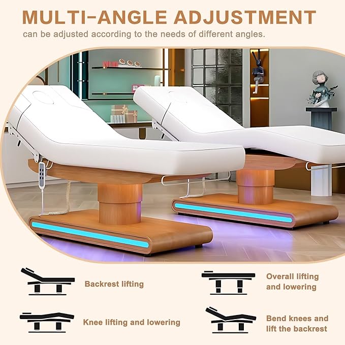 Massage Table - Electric Massage Table with Multifunctional Lifting,Spa Treatment Bed with Towel Rack for Beauty Salon