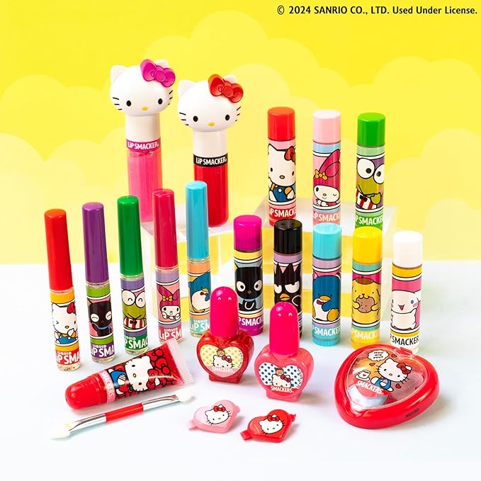 Lip Smacker Sanrio Hello Kitty and Friends 8-Piece Flavored Lip Balm, Clear, For Kids, My Melody, Little Twin Stars, and Chococat