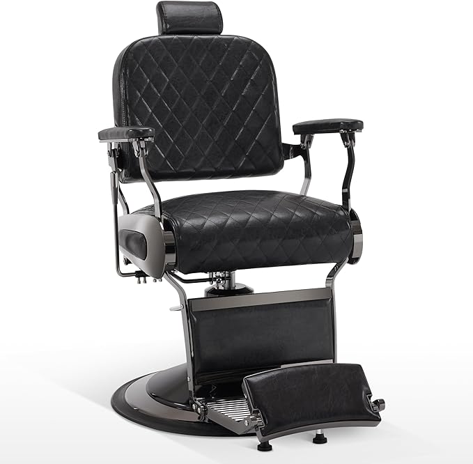 BarberPub All Purpose Barber Chair with Heavy Duty Pump,Reclining Adjustable Swivel Hair Styling Chair for Hair Stylist, Home Salon,Barbershop Salon&Spa 9453 (Black)