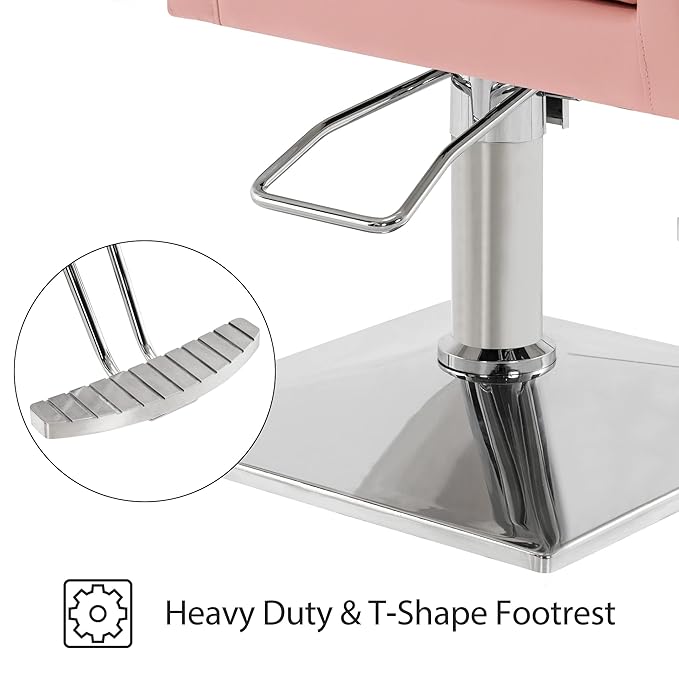 BarberPub Salon Chair for Hair Stylist Hydraulic Barber Styling Chair, Beauty Spa Equipment 8813 (6" Seat Height Adjustment) (Pink)