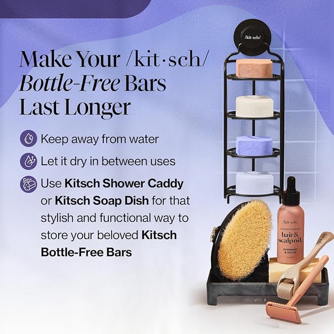 Kitsch Toning Purple Shampoo & Conditioner Bar Set For Blondes & Color Treated Hair - With Biotin for Strengthening & Neutralizing Brassy Tones - Vegan, Silicone & Sulfate Free - Made in USA