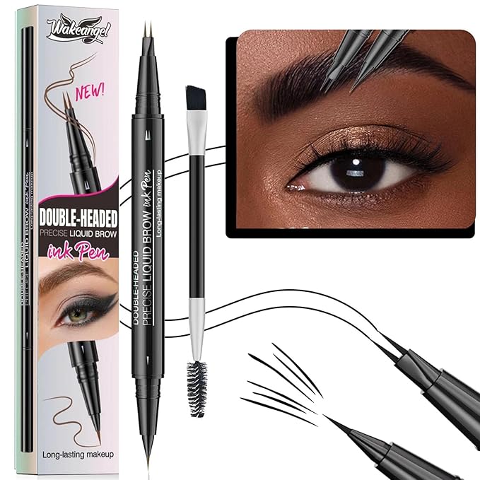 Black Eyebrow Pen Liquid Eyebrow Pencil 2 in 1 Dual-Ended Eye Brow Pencils for Women Waterproof Natural Brow Pencils and Precise Brush Tip Create natural hair like eyebrows that last all day # 05