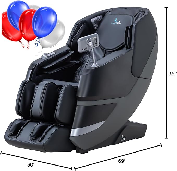 MassaMAX MT339 4D Massage Chair, Full Body Shiatsu Recliner with Auto Extendable Footrest, Zero Gravity, SL Track, Deep Yoga Stretch,15 Modes, AI Voice Control, Foot Rollers, and Heating (Deep Black)