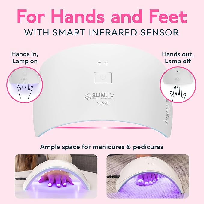 SUNUV UV LED Nail Lamp, Nail Dryer for Gel Polish UV Light for Gel Nails with Sensor 2 Timer SUN9C Blue Gift for Women Girl