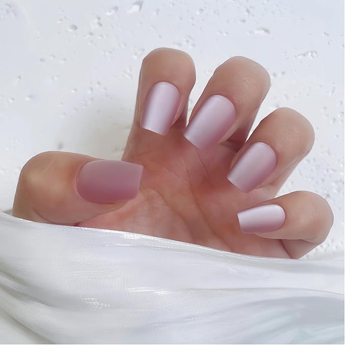 Press On Nails – 30PCS Short Coffin Matte Cat Eye Fake Nails in Dusty Rose – Durable Glue-On Nails for Women with 12 Sizes – Reusable & All-Occasion Ready