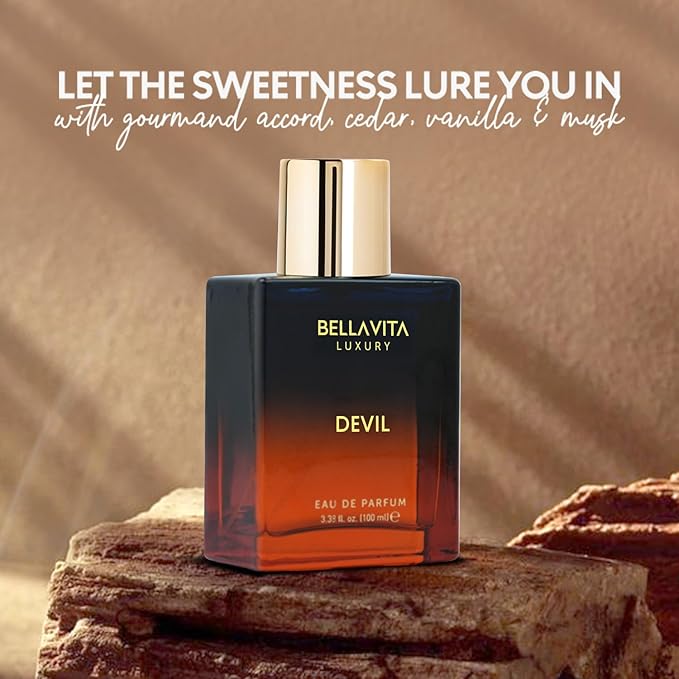 BELLAVITA Luxury DEVIL Unisex Perfume for Women and Men | Long Lasting Perfume for Men and Women | Cotton Candy, Musk and Cedar | Spicy French Fragrance Unisex Parfum